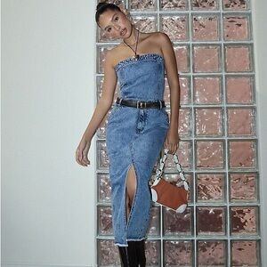 Bailey Rose Denim Tube Midi Dress